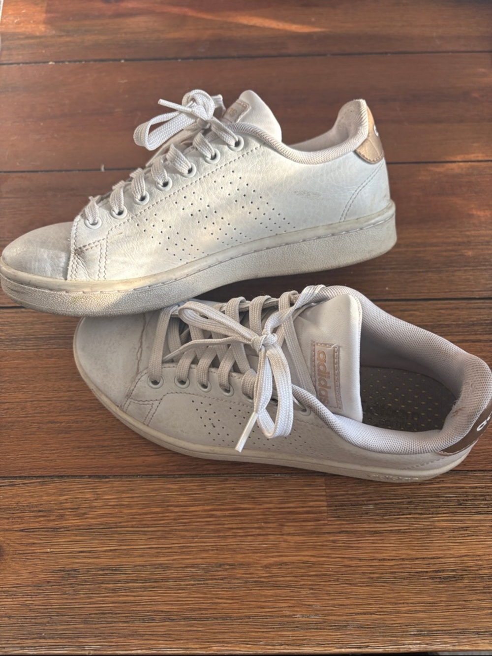 adidas White Sneakers with Pale Pink Heel Tab